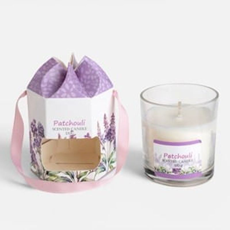 Casa si Gradina - Decoratiuni - Aromaterapie si lumanari - Lumanari si candele - Lumanare parfumata in pahar cu aroma de patchouli, 200g, ambalata in cutie cadou - Infinity.ro