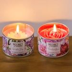 Casa si Gradina - Decoratiuni - Aromaterapie si lumanari - Lumanari si candele - Lumanare decorativa parfumata in cutie metalica, diametru 7,5 cm, inaltime 6 cm, aroma trandafir si lavanda - Infinity.ro