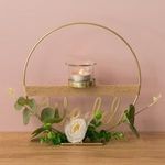 Casa si Gradina - Decoratiuni - Aromaterapie si lumanari - Suporturi lumanari - Suport decorativ metalic auriu cu pahar pentru lumanare, 23x6x24cm - Infinity.ro