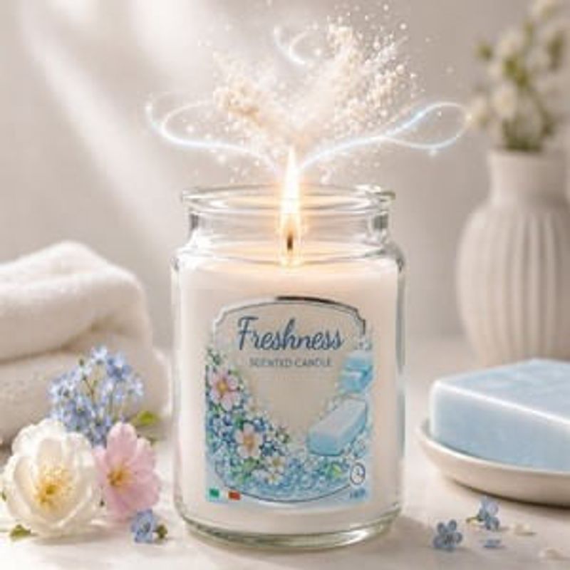 Casa si Gradina - Decoratiuni - Aromaterapie si lumanari - Lumanari si candele - Lumanare parfumata alba in recipient de sticla cu capac, 9,5x17 cm, 80 ore ardere - Infinity.ro