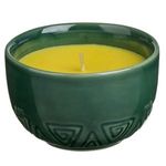 Casa si Gradina - Decoratiuni - Aromaterapie si lumanari - Lumanari si candele - Ghiveci Ceramic Verde cu Lumanare Citronela Relief - Infinity.ro