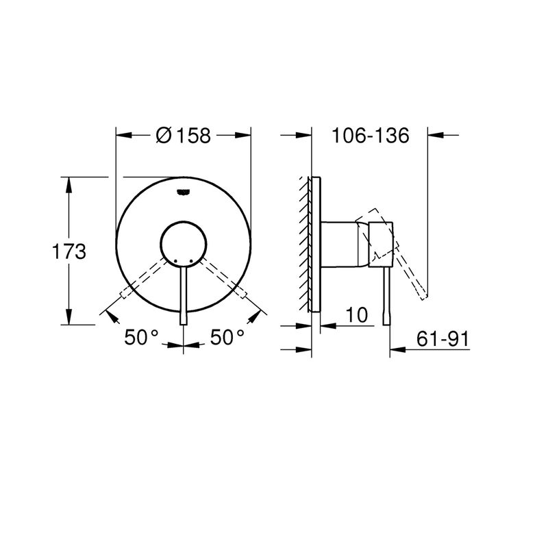 Casa si Gradina - Sanitare - Cazi si cabine de dus - Coloane si seturi de dus - Unitate comanda Grohe 24057DA1, Essence, 1 functie, necesita valva, lucios, cupru - Infinity.ro