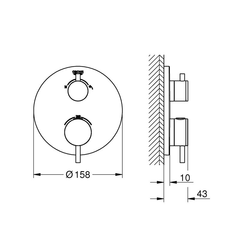 Casa si Gradina - Sanitare - Cazi si cabine de dus - Coloane si seturi de dus - Unitate comanda Grohe 24135AL3, Atrio, 1/2'', termostat, 2 iesiri, necesita valva, mat, grafit - Infinity.ro
