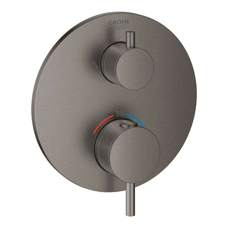 Casa si Gradina - Sanitare - Cazi si cabine de dus - Coloane si seturi de dus - Unitate comanda Grohe 24135AL3, Atrio, 1/2'', termostat, 2 iesiri, necesita valva, mat, grafit - Infinity.ro