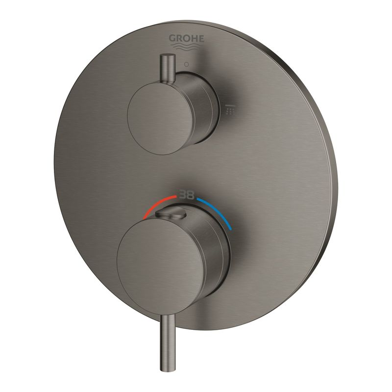 Casa si Gradina - Sanitare - Cazi si cabine de dus - Coloane si seturi de dus - Unitate comanda Grohe 24135AL3, Atrio, 1/2'', termostat, 2 iesiri, necesita valva, mat, grafit - Infinity.ro