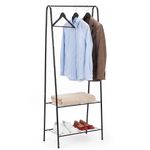 Casa si Gradina - Mobilier - Organizare si depozitare - Cuiere - Suport metalic pentru haine cu bara si 2 rafturi, structura otel, 60x34x150 cm, negru - Infinity.ro