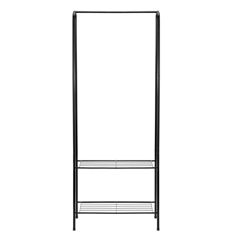 Casa si Gradina - Mobilier - Organizare si depozitare - Cuiere - Suport metalic pentru haine cu bara si 2 rafturi, structura otel, 60x34x150 cm, negru - Infinity.ro