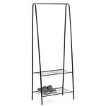Casa si Gradina - Mobilier - Organizare si depozitare - Cuiere - Suport metalic pentru haine cu bara si 2 rafturi, structura otel, 60x34x150 cm, negru - Infinity.ro