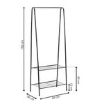 Casa si Gradina - Mobilier - Organizare si depozitare - Cuiere - Suport metalic pentru haine cu bara si 2 rafturi, structura otel, 60x34x150 cm, negru - Infinity.ro