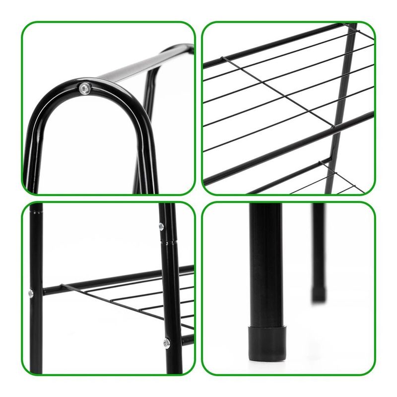 Casa si Gradina - Mobilier - Organizare si depozitare - Cuiere - Suport metalic pentru haine cu bara si 2 rafturi, structura otel, 60x34x150 cm, negru - Infinity.ro