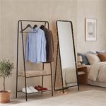 Casa si Gradina - Mobilier - Organizare si depozitare - Cuiere - Suport metalic pentru haine cu bara si 2 rafturi, structura otel, 60x34x150 cm, negru - Infinity.ro