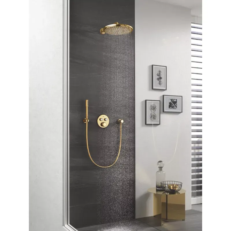Casa si Gradina - Sanitare - Cazi si cabine de dus - Coloane si seturi de dus - Dus fix Grohe 26066GL0, Rainshower Cosmopolitan 310, 1/2'', 310 mm, 1 functie, lucios, auriu - Infinity.ro