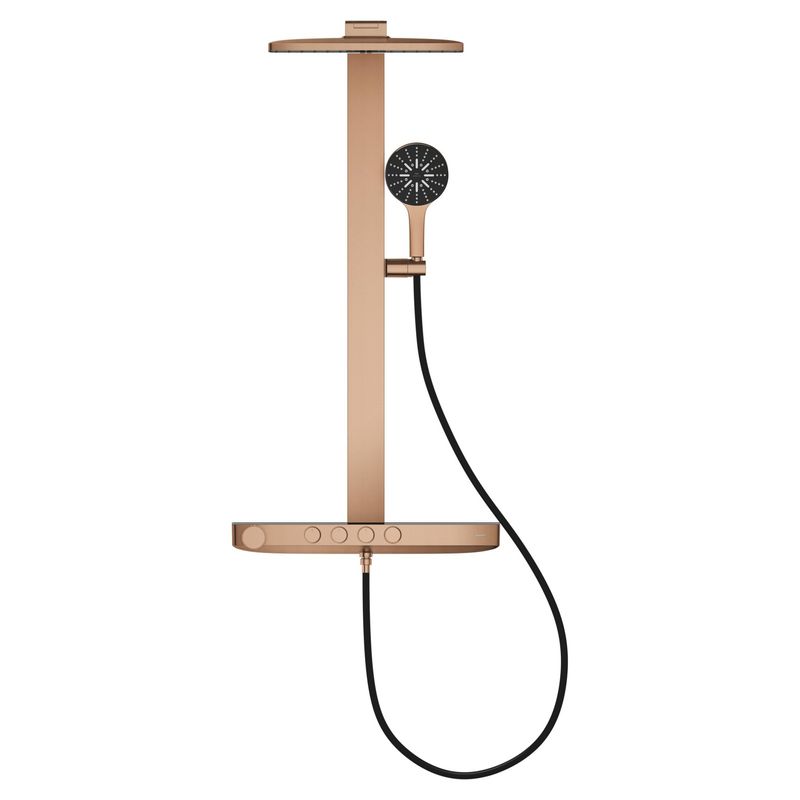 Casa si Gradina - Sanitare - Cazi si cabine de dus - Coloane si seturi de dus - Sistem de dus Grohe 100962DL00 SPA Aqua Pure, termostat, palarie dus 400 mm, 3 functii para dus, cupru mat - Infinity.ro