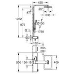 Casa si Gradina - Sanitare - Cazi si cabine de dus - Coloane si seturi de dus - Sistem de dus Grohe 100962DL00 SPA Aqua Pure, termostat, palarie dus 400 mm, 3 functii para dus, cupru mat - Infinity.ro