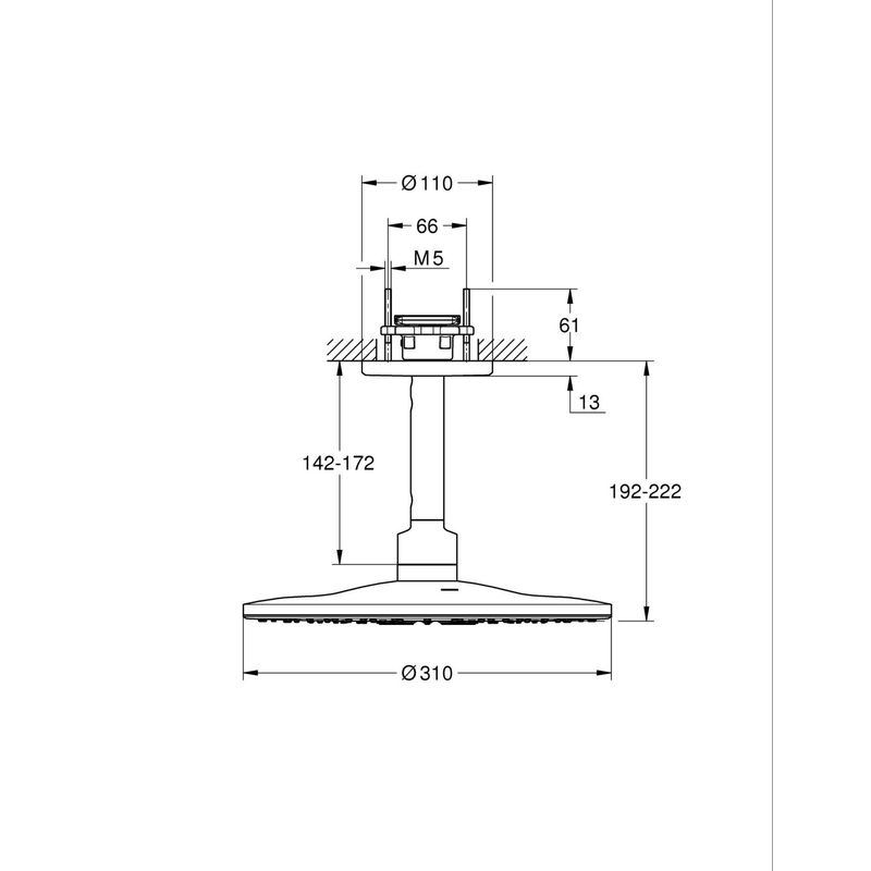 Casa si Gradina - Sanitare - Cazi si cabine de dus - Coloane si seturi de dus - Dus fix Grohe 26477GL0, SmartActive 310 mm, pe tavan, 2 functii, 310 mm, necesita valva, lucios, auriu - Infinity.ro