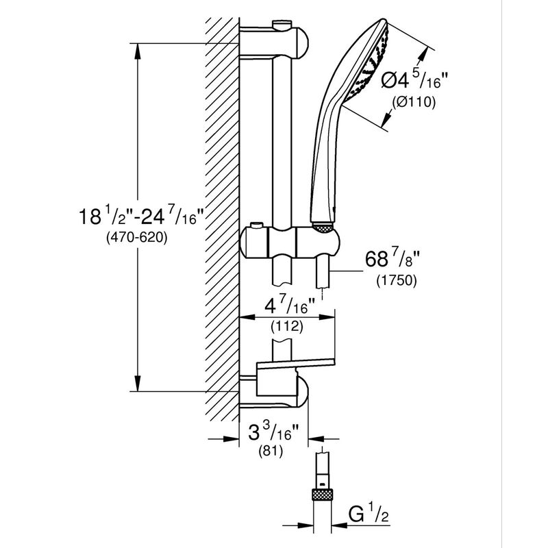 Casa si Gradina - Sanitare - Cazi si cabine de dus - Coloane si seturi de dus - Coloana dus Grohe 2764630E, Tempesta 110, 900 mm, 2 functii, crom - Infinity.ro