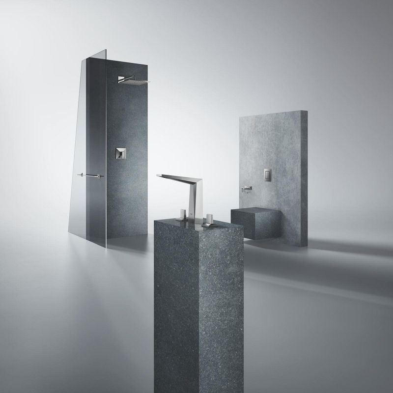 Casa si Gradina - Sanitare - Cazi si cabine de dus - Coloane si seturi de dus - Dus fix Grohe 26564DC0, Rainshower Cube 310, pe perete, 310 mm, 1 functie, mat, otel satinat - Infinity.ro