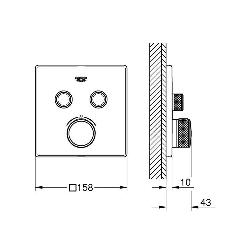 Casa si Gradina - Sanitare - Cazi si cabine de dus - Coloane si seturi de dus - Unitate comanda Grohe 29124DA0, SmartControl, termostat, 2 iesiri, necesita valva, lucios, cupru - Infinity.ro