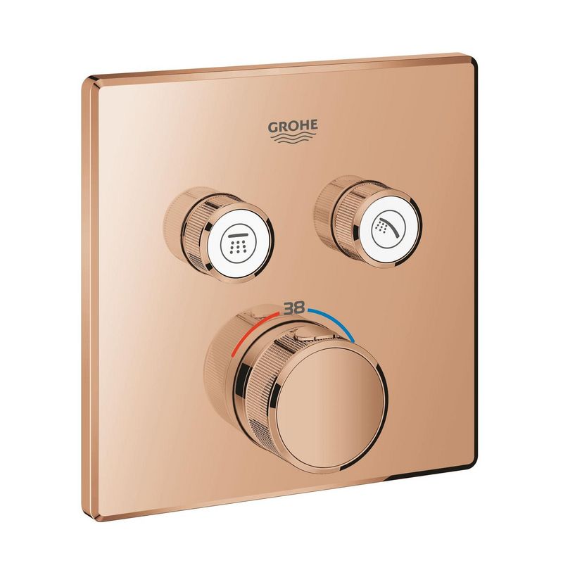 Casa si Gradina - Sanitare - Cazi si cabine de dus - Coloane si seturi de dus - Unitate comanda Grohe 29124DA0, SmartControl, termostat, 2 iesiri, necesita valva, lucios, cupru - Infinity.ro