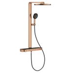 Casa si Gradina - Sanitare - Cazi si cabine de dus - Coloane si seturi de dus - Sistem de dus Grohe 100964DA00 SPA Aqua Pure, termostat, palarie dus 360 mm, 3 functii para dus, cupru lucios - Infinity.ro