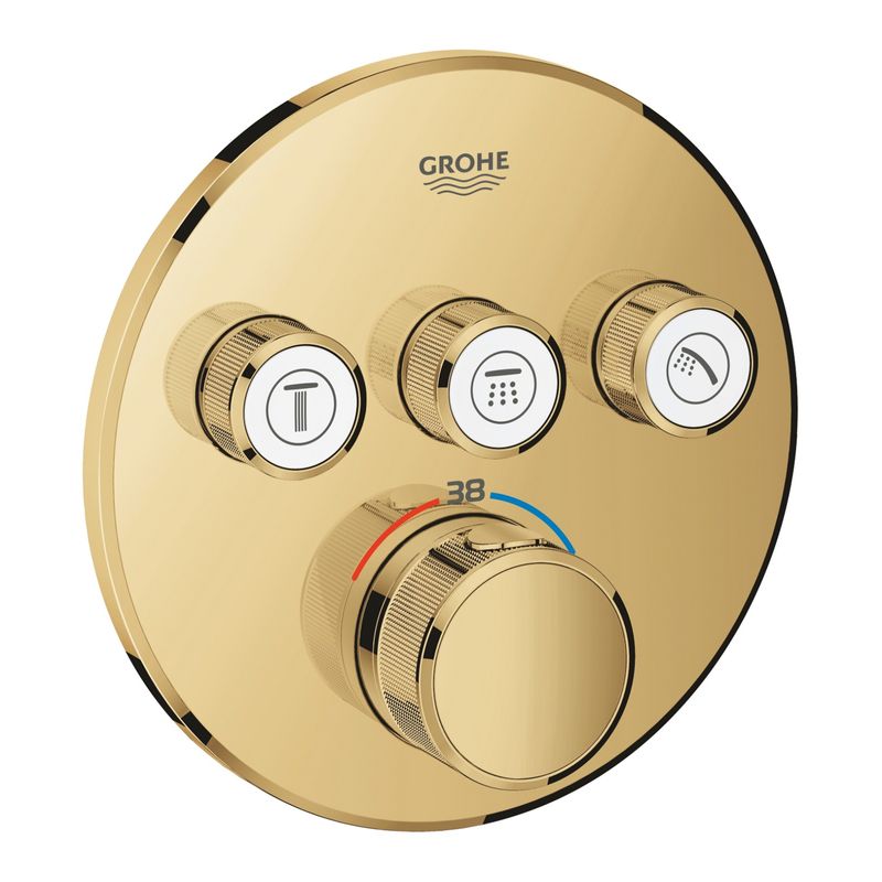 Casa si Gradina - Sanitare - Cazi si cabine de dus - Coloane si seturi de dus - Unitate comanda Grohe 29121GL0, SmartControl, 3 iesiri, termostat, necesita valva, lucius, auriu - Infinity.ro