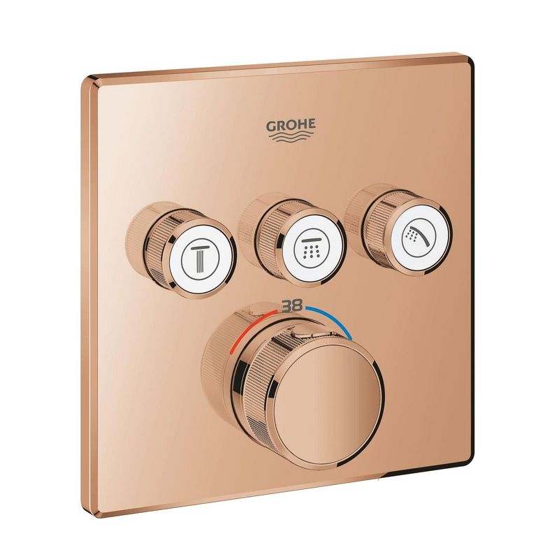 Casa si Gradina - Sanitare - Cazi si cabine de dus - Coloane si seturi de dus - Unitate comanda Grohe 29126DA0, SmartControl, termostat, 3 iesiri, necesita valva, lucios, cupru - Infinity.ro