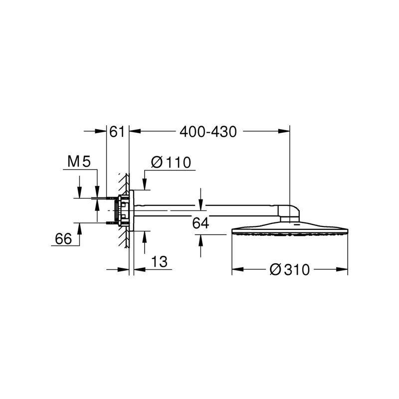 Casa si Gradina - Sanitare - Cazi si cabine de dus - Coloane si seturi de dus - Dus fix Grohe 22123KF0, Rainshower SmartActive 310, 2 functii, 310 mm, necesita valva, mat, negru - Infinity.ro