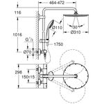 Casa si Gradina - Sanitare - Cazi si cabine de dus - Coloane si seturi de dus - Sistem de dus Grohe 26075A00, Euphoria 310, 1/2'', aparent, termostat, 310 mm, anti-oparire, 3 functii, lucios, grafit - Infinity.ro