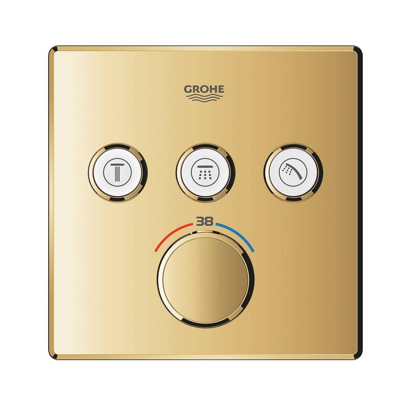 Casa si Gradina - Sanitare - Cazi si cabine de dus - Coloane si seturi de dus - Unitate comanda Grohe 29126GL0, SmartControl, termostat, 3 iesiri, necesita valva, lucios, auriu - Infinity.ro