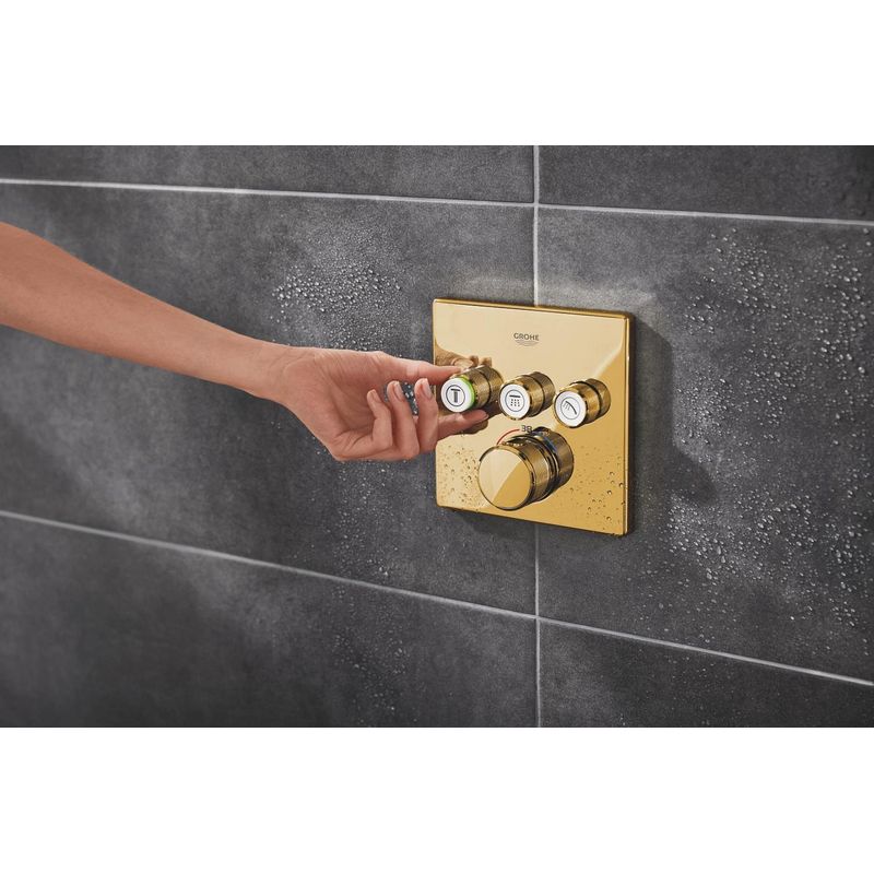 Casa si Gradina - Sanitare - Cazi si cabine de dus - Coloane si seturi de dus - Unitate comanda Grohe 29126GL0, SmartControl, termostat, 3 iesiri, necesita valva, lucios, auriu - Infinity.ro