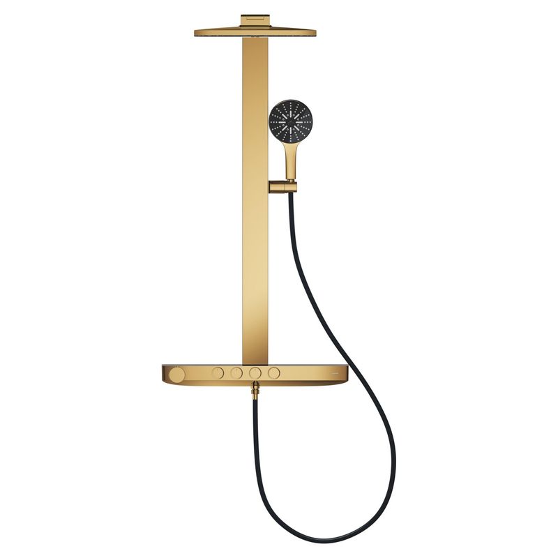 Casa si Gradina - Sanitare - Cazi si cabine de dus - Coloane si seturi de dus - Sistem de dus Grohe 101680GL00 SPA Aqua Pure, termostat, palarie dus 360 mm, 3 functii para dus, auriu lucios - Infinity.ro