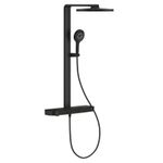 Casa si Gradina - Sanitare - Cazi si cabine de dus - Coloane si seturi de dus - Sistem de dus Grohe 101680KF00 SPA Aqua Pure, termostat, palarie dus 360 mm, 3 functii para dus, negru mat - Infinity.ro