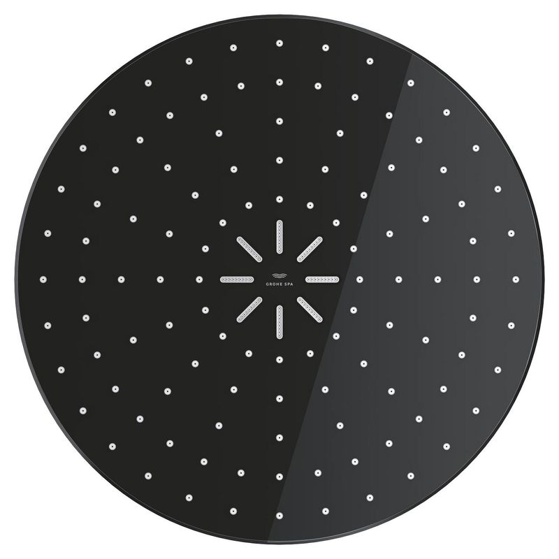 Casa si Gradina - Sanitare - Cazi si cabine de dus - Coloane si seturi de dus - Sistem de dus Grohe 101680KF00 SPA Aqua Pure, termostat, palarie dus 360 mm, 3 functii para dus, negru mat - Infinity.ro