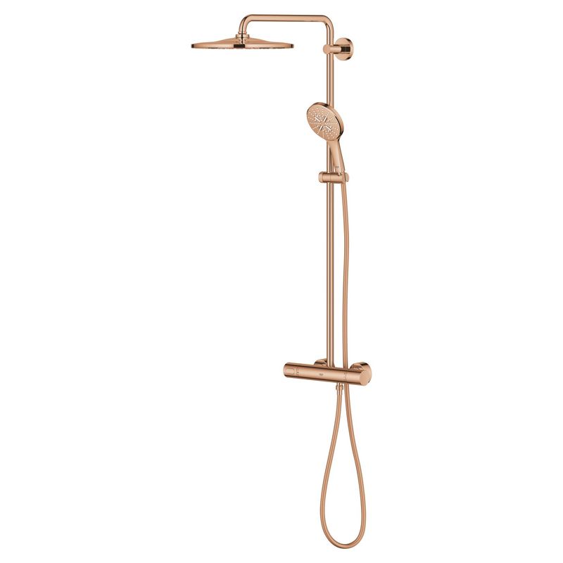 Casa si Gradina - Sanitare - Cazi si cabine de dus - Coloane si seturi de dus - Sistem de dus Grohe 26836DA0, SmartActive, aparent, termostat, 310 mm, 1 functie, lucios, cupru - Infinity.ro