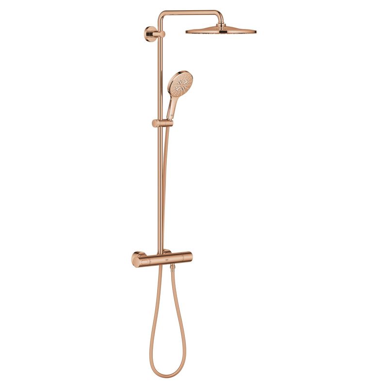 Casa si Gradina - Sanitare - Cazi si cabine de dus - Coloane si seturi de dus - Sistem de dus Grohe 26836DA0, SmartActive, aparent, termostat, 310 mm, 1 functie, lucios, cupru - Infinity.ro