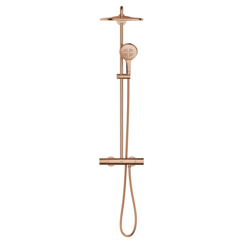 Casa si Gradina - Sanitare - Cazi si cabine de dus - Coloane si seturi de dus - Sistem de dus Grohe 26836DA0, SmartActive, aparent, termostat, 310 mm, 1 functie, lucios, cupru - Infinity.ro