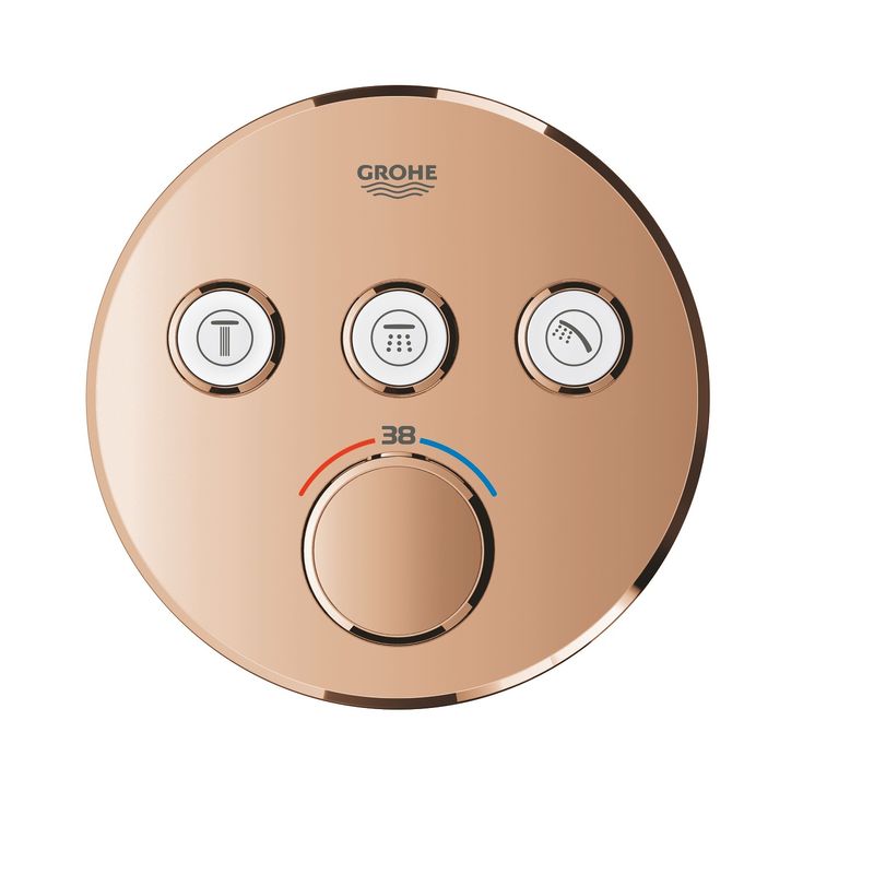 Casa si Gradina - Sanitare - Cazi si cabine de dus - Coloane si seturi de dus - Unitate control Grohe 29121DA0, Grohtherm Smartcontrol, 1/2'', 3 iesiri, termostat, necesita set fixare, lucios, cupru - Infinity.ro