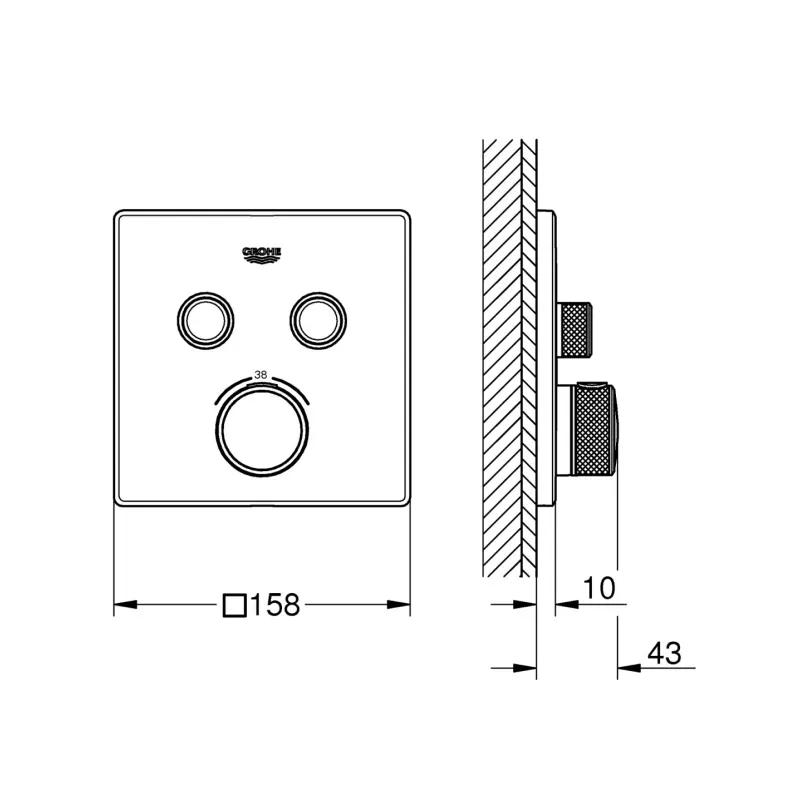 Casa si Gradina - Sanitare - Cazi si cabine de dus - Coloane si seturi de dus - Unitate control Grohe Smartcontrol, 2 iesiri, termostat, necesita valva, mat, auriu, 29124GN0 - Infinity.ro