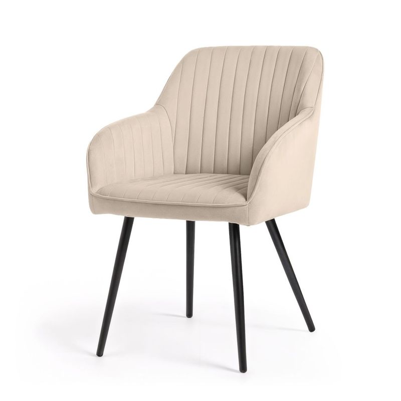 Casa si Gradina - Mobilier - Scaune si fotolii - Scaune - Set 2 scaune dining tapitate din velur Florence, 55x58x82 cm, maxim 120 kg, bej - Infinity.ro