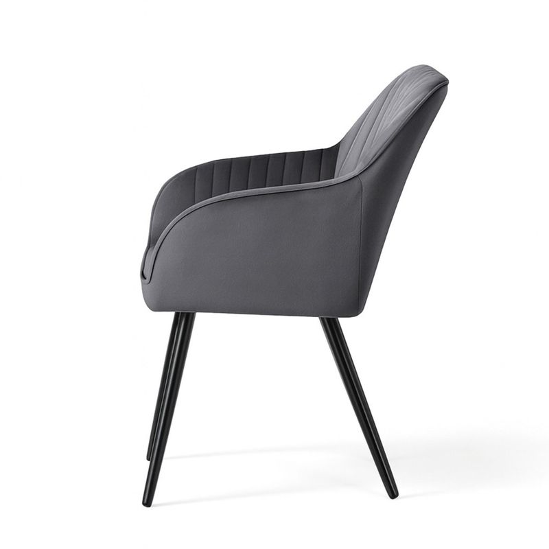 Casa si Gradina - Mobilier - Scaune si fotolii - Scaune - Set 2 scaune dining tapitate din velur Florence, 55x58x82 cm, maxim 120 kg, gri grafit - Infinity.ro