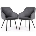 Casa si Gradina - Mobilier - Scaune si fotolii - Scaune - Set 2 scaune dining tapitate din velur Florence, 55x58x82 cm, maxim 120 kg, gri grafit - Infinity.ro