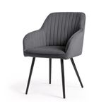 Casa si Gradina - Mobilier - Scaune si fotolii - Scaune - Set 2 scaune dining tapitate din velur Florence, 55x58x82 cm, maxim 120 kg, gri grafit - Infinity.ro