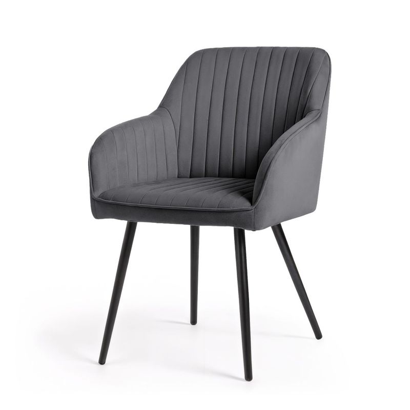 Casa si Gradina - Mobilier - Scaune si fotolii - Scaune - Set 2 scaune dining tapitate din velur Florence, 55x58x82 cm, maxim 120 kg, gri grafit - Infinity.ro