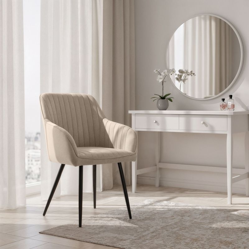 Casa si Gradina - Mobilier - Scaune si fotolii - Scaune - Set 2 scaune dining tapitate din velur Florence, 55x58x82 cm, maxim 120 kg, bej - Infinity.ro