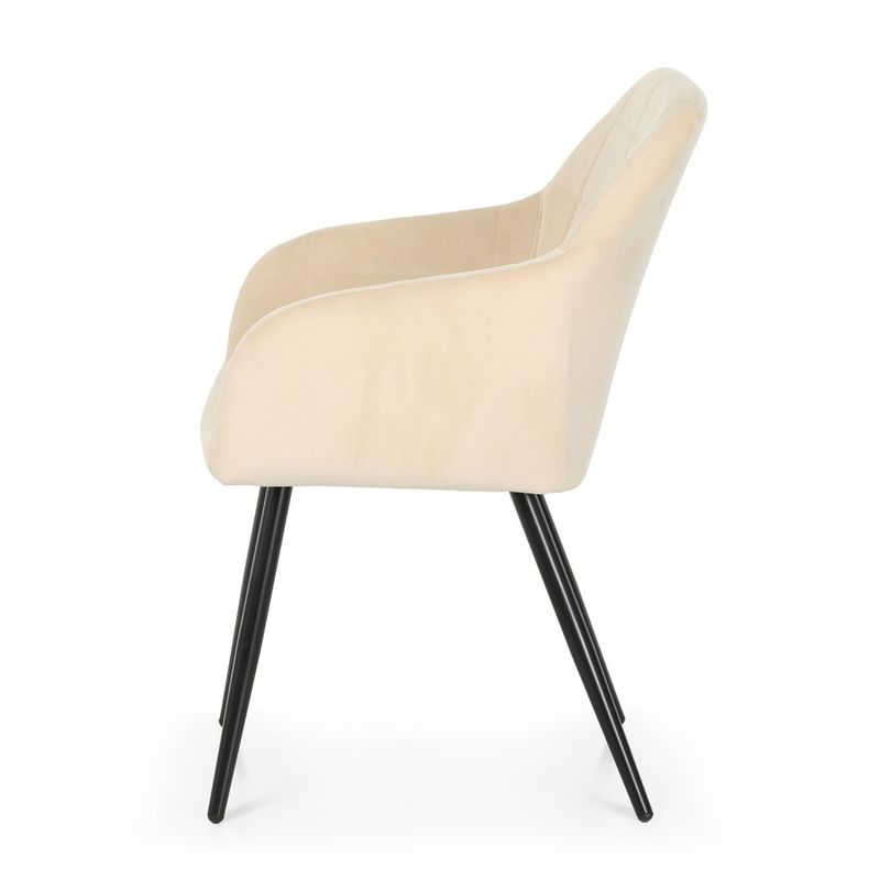 Casa si Gradina - Mobilier - Scaune si fotolii - Scaune - Set 2 scaune dining tapitate cu velur Luxano, cusaturi patrate, 54x58x82 cm, bej deschis - Infinity.ro
