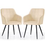 Casa si Gradina - Mobilier - Scaune si fotolii - Scaune - Set 2 scaune dining tapitate cu velur Luxano, cusaturi patrate, 54x58x82 cm, bej deschis - Infinity.ro