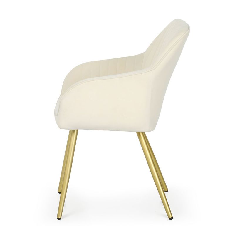 Casa si Gradina - Mobilier - Scaune si fotolii - Scaune - Set 2 scaune dining tapitate din velur Florence, 55x58x82 cm, maxim 120 kg, crem - Infinity.ro