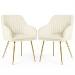 Casa si Gradina - Mobilier - Scaune si fotolii - Scaune - Set 2 scaune dining tapitate din velur Florence, 55x58x82 cm, maxim 120 kg, crem - Infinity.ro