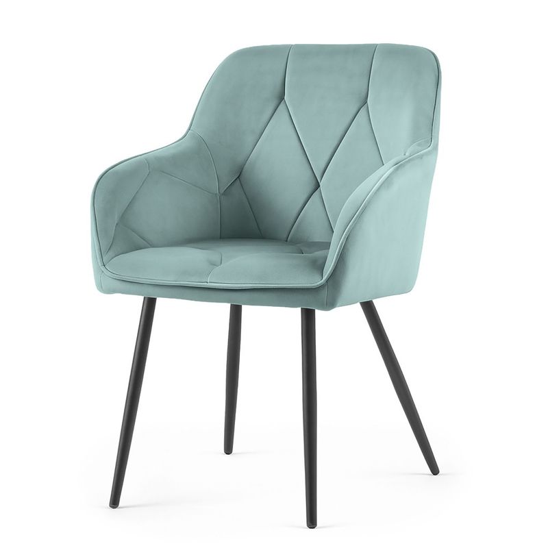 Casa si Gradina - Mobilier - Scaune si fotolii - Scaune - Set 2 scaune dining tapitate din catifea Diamante, 55x58x83 cm, maxim 120 kg, turcoaz - Infinity.ro