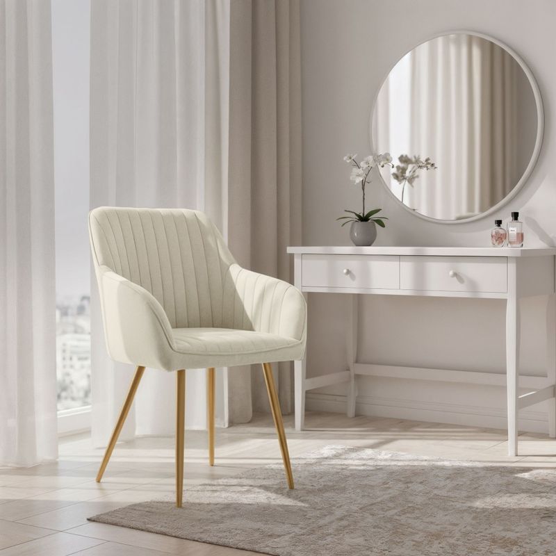 Casa si Gradina - Mobilier - Scaune si fotolii - Scaune - Set 2 scaune dining tapitate din velur Florence, 55x58x82 cm, maxim 120 kg, crem - Infinity.ro